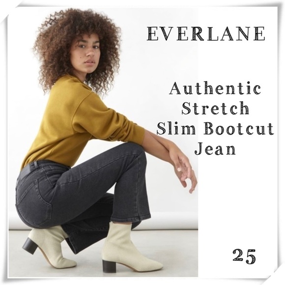 EVERLANE Authentic Stretch Slim Bootcut Jeans High Rise in Washed Black Size 25 - Picture 1 of 9